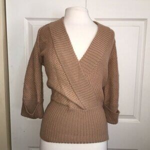 Ann Taylor LOFT XS Light Brown V sweater EUC